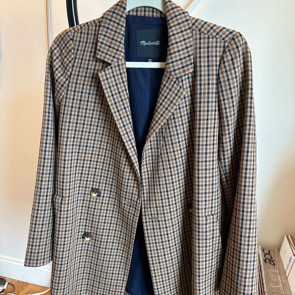 Madewell Caldwell Double Breasted Blazer in Desert Size XXS - Picture 2 of 4
